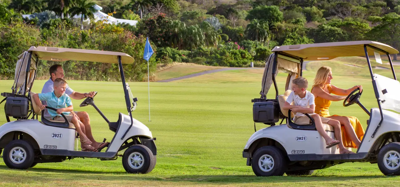 Golf carts at Four Seasons Resort Nevis