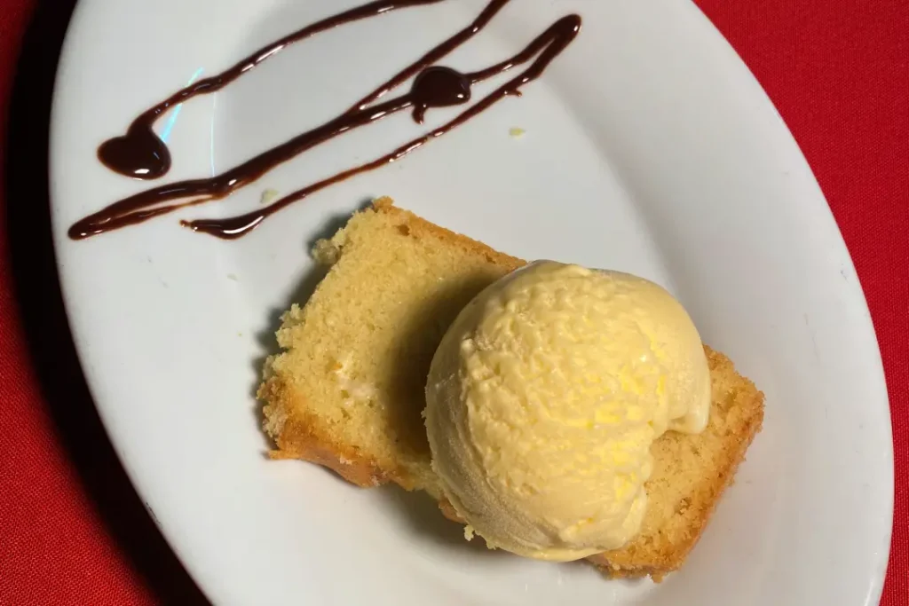 coconut cake and homemade ice cream