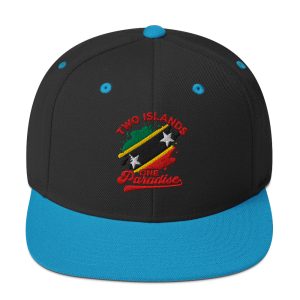 Two Islands One Paradise Classic Snapback Cap – Embroidered Hat with SKN Flag