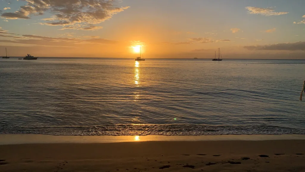 Nevis sunset over the sea