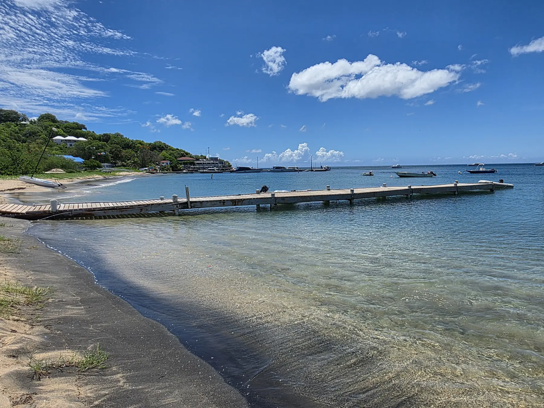 Oualie Beach Resort Pier with the public Oualie Pier visible nearby in Nevis